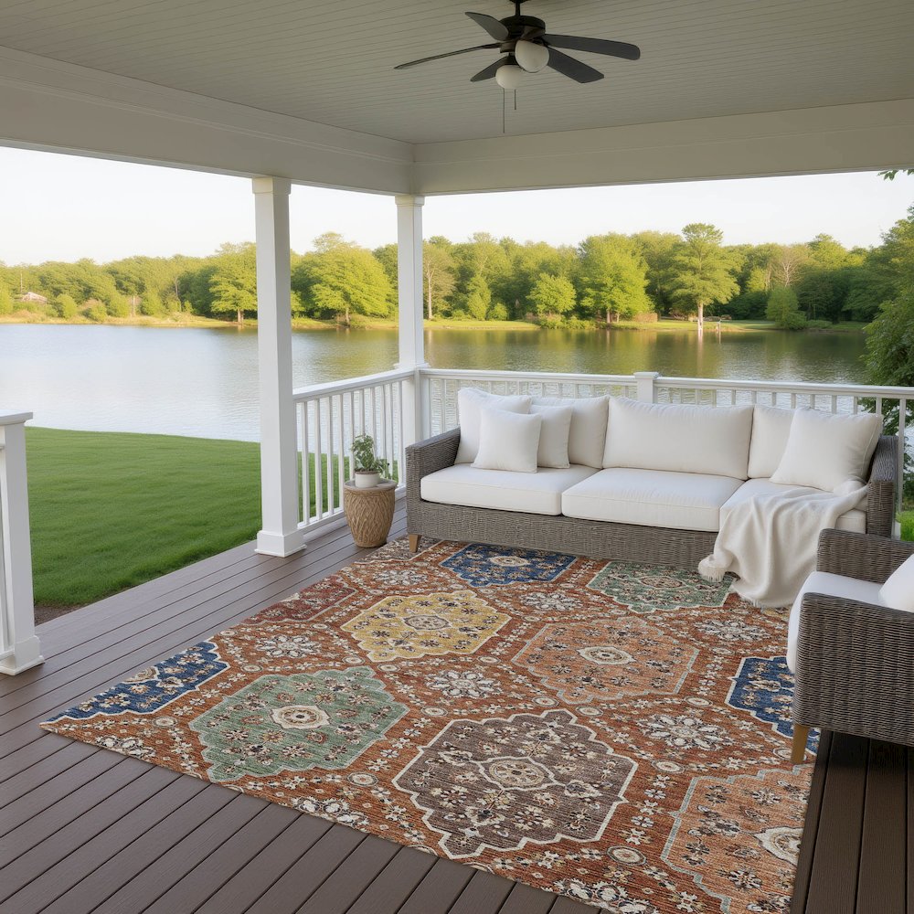Indoor/Outdoor Silk Road Paprika 2'6" x 3'10" Rug. Picture 7