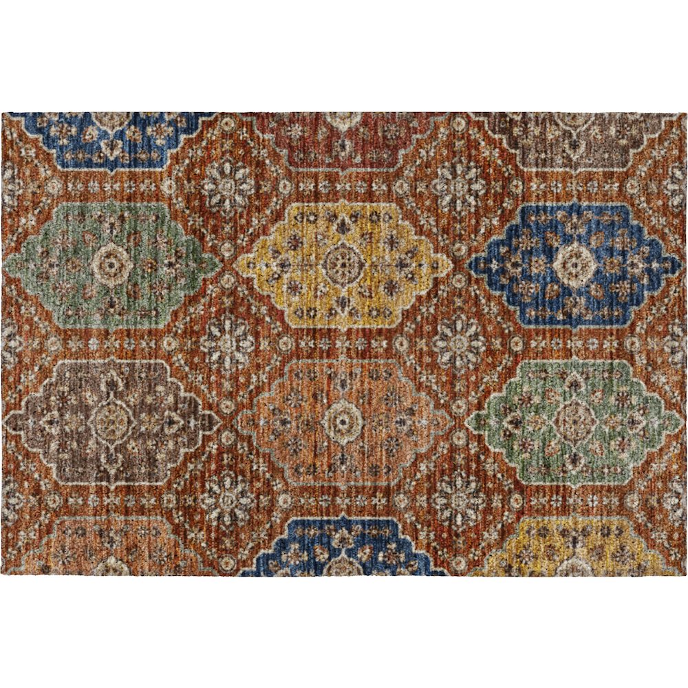 Indoor/Outdoor Silk Road Paprika 1'8" x 2'6" Rug. Picture 1
