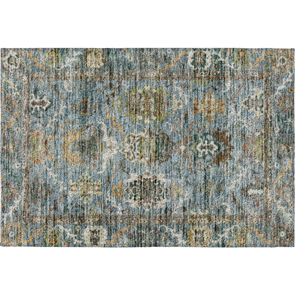 Indoor/Outdoor Silk Road Aqua 1'8" x 2'6" Rug. Picture 1
