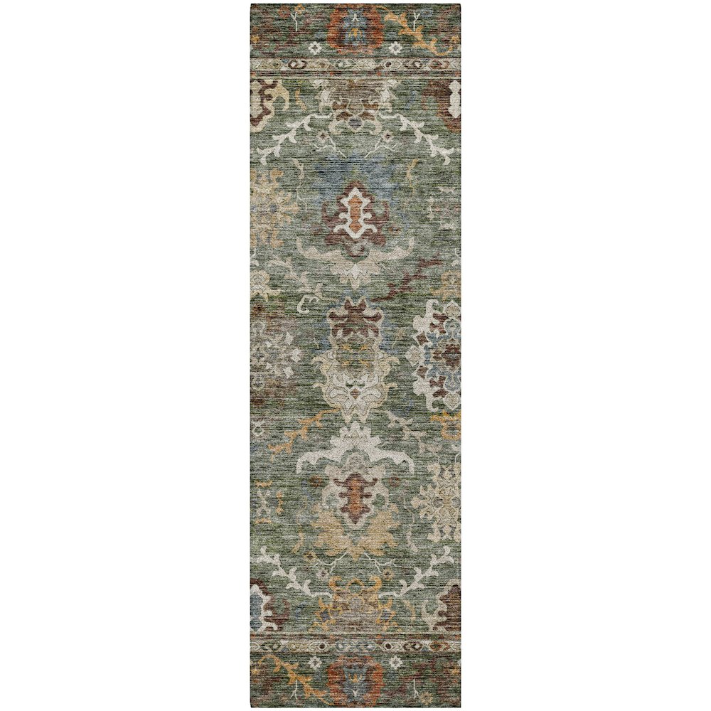 Indoor/Outdoor Silk Road Basil 2'3" x 7'6" Runner Rug. Picture 1