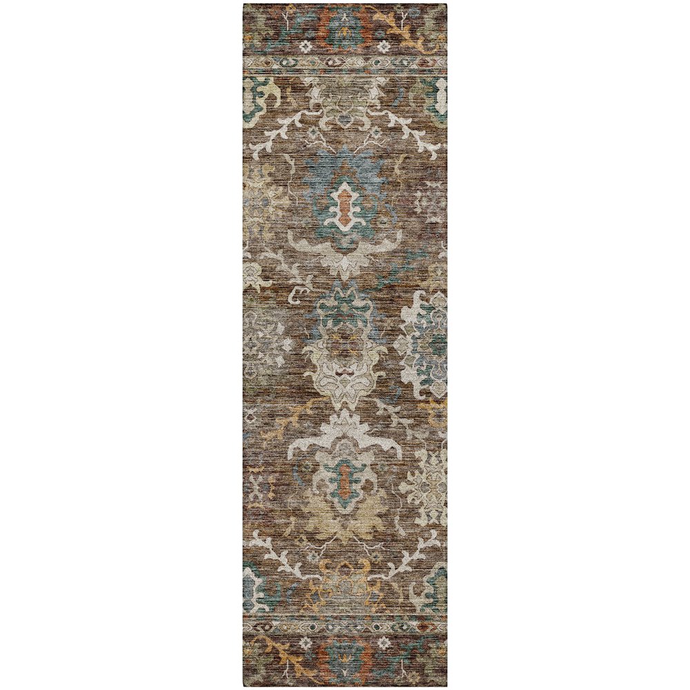 Indoor/Outdoor Silk Road Chocolate 2'3" x 7'6" Runner Rug. Picture 1