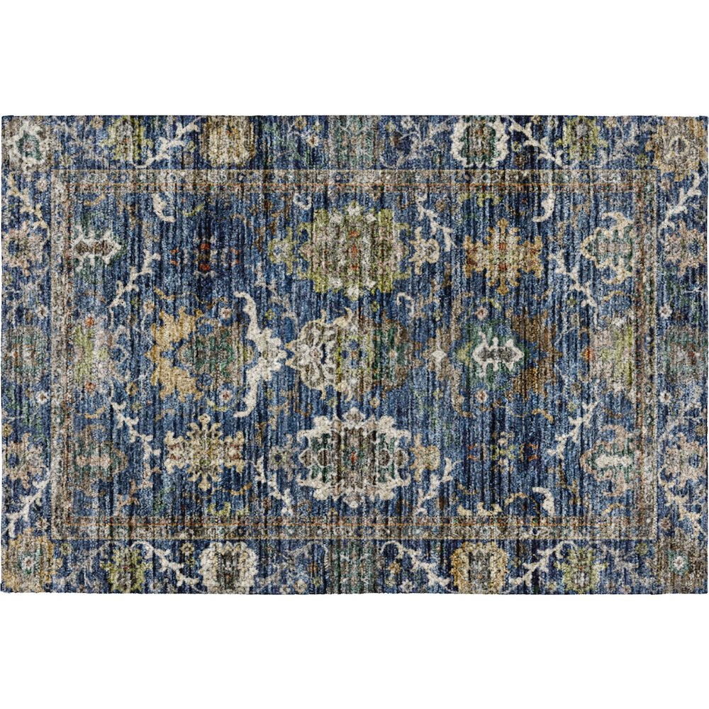 Indoor/Outdoor Silk Road Navy 1'8" x 2'6" Rug. Picture 1