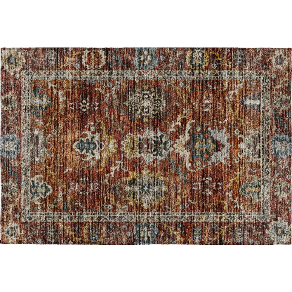 Indoor/Outdoor Silk Road Paprika 1'8" x 2'6" Rug. Picture 1