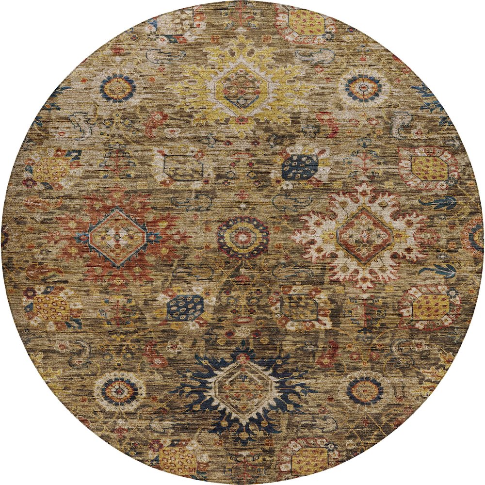 Indoor/Outdoor Silk Road Clove 8' x 8' Round Rug. Picture 1