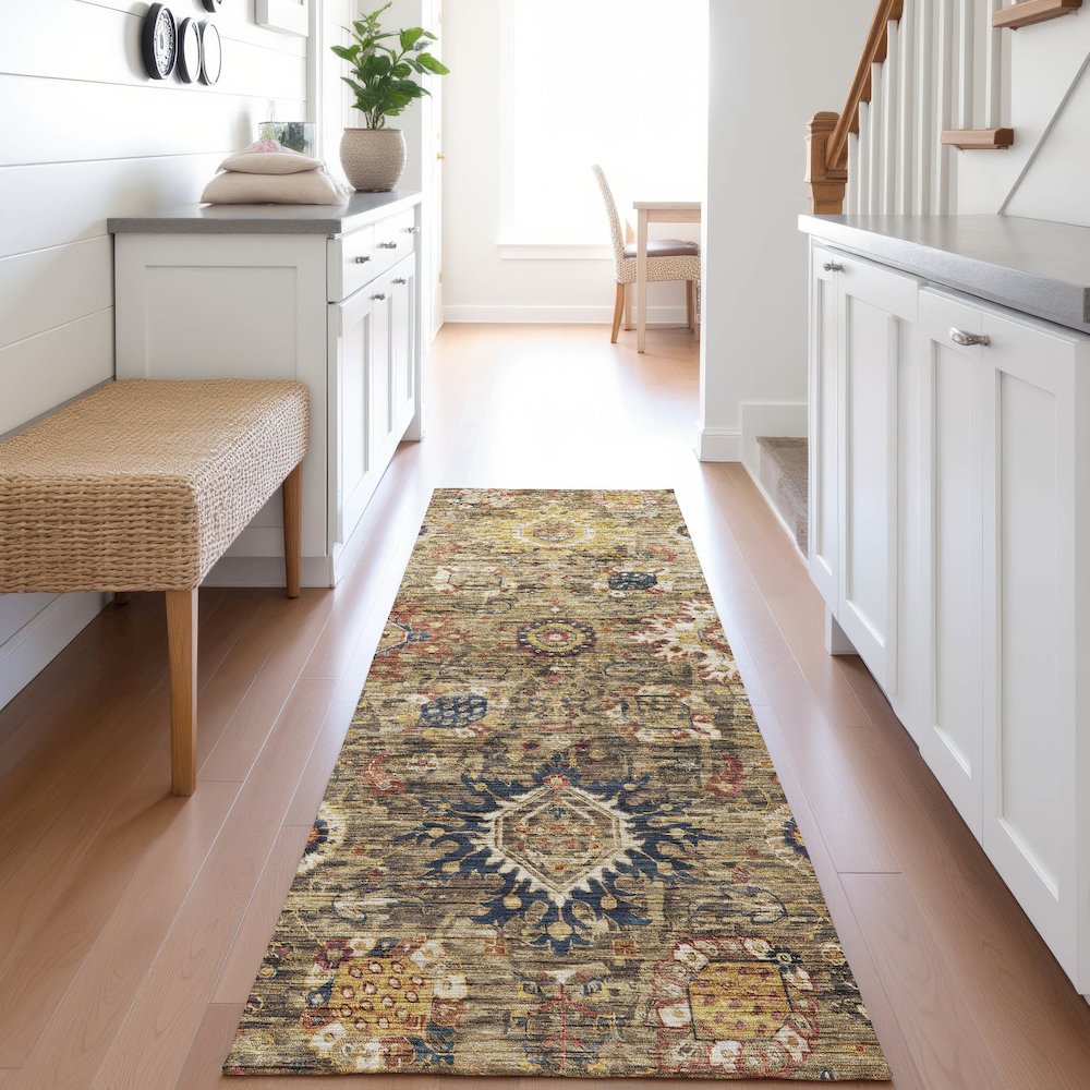 Indoor/Outdoor Silk Road Clove 2'3" x 7'6" Runner Rug. Picture 5