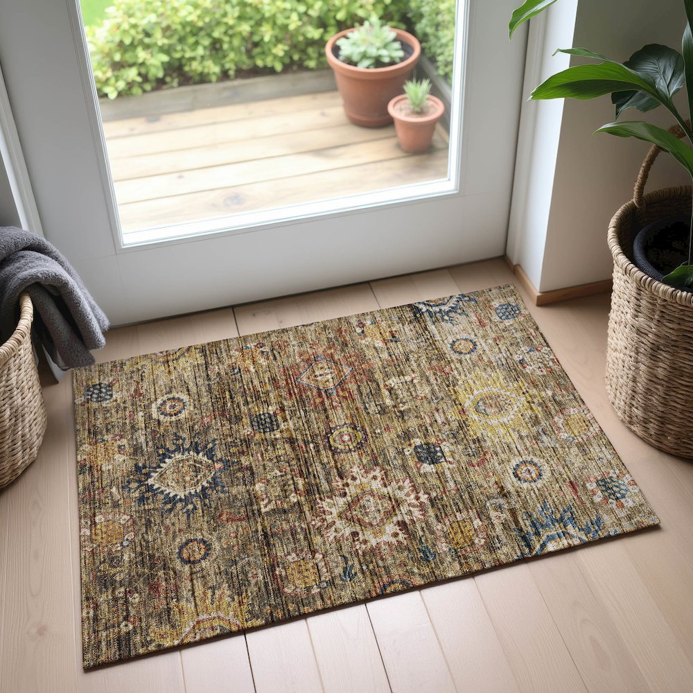 Indoor/Outdoor Silk Road Clove 1'8" x 2'6" Rug. Picture 5