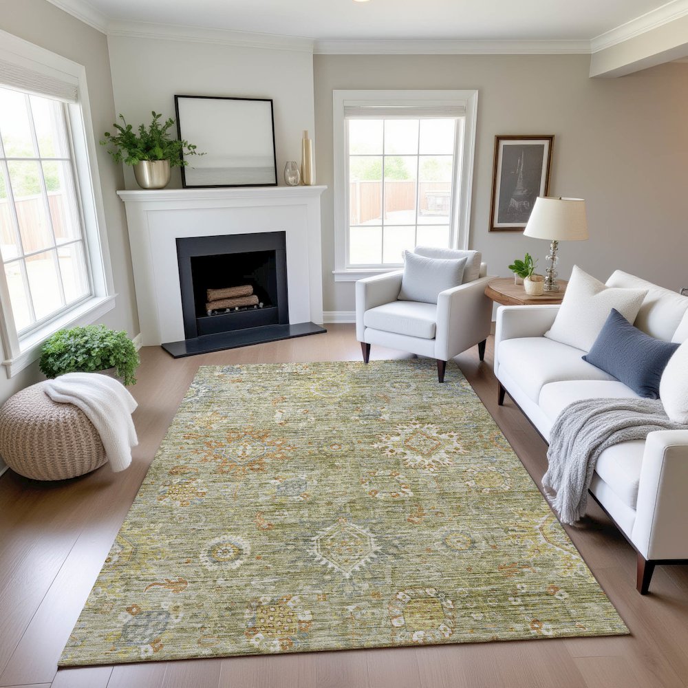 Indoor/Outdoor Silk Road Sage 2'6" x 3'10" Rug. Picture 5