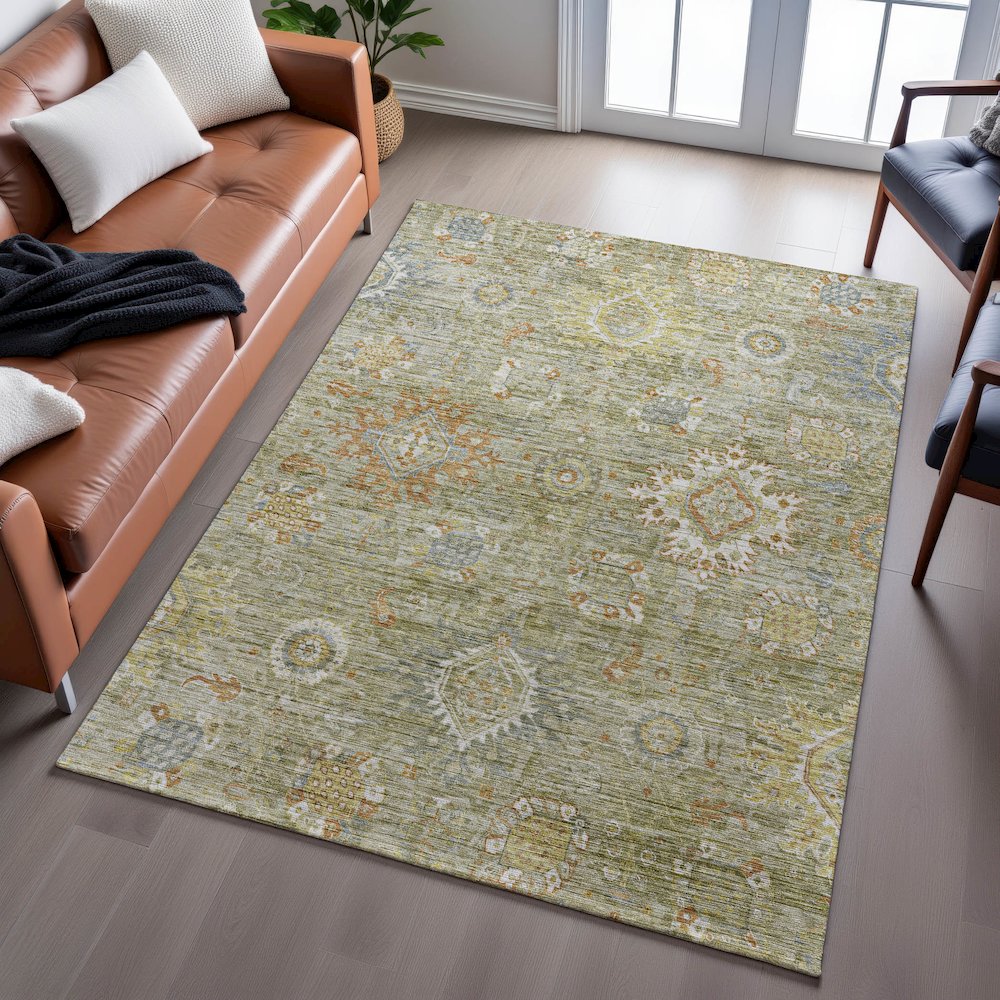 Indoor/Outdoor Silk Road Sage 2'6" x 3'10" Rug. Picture 6