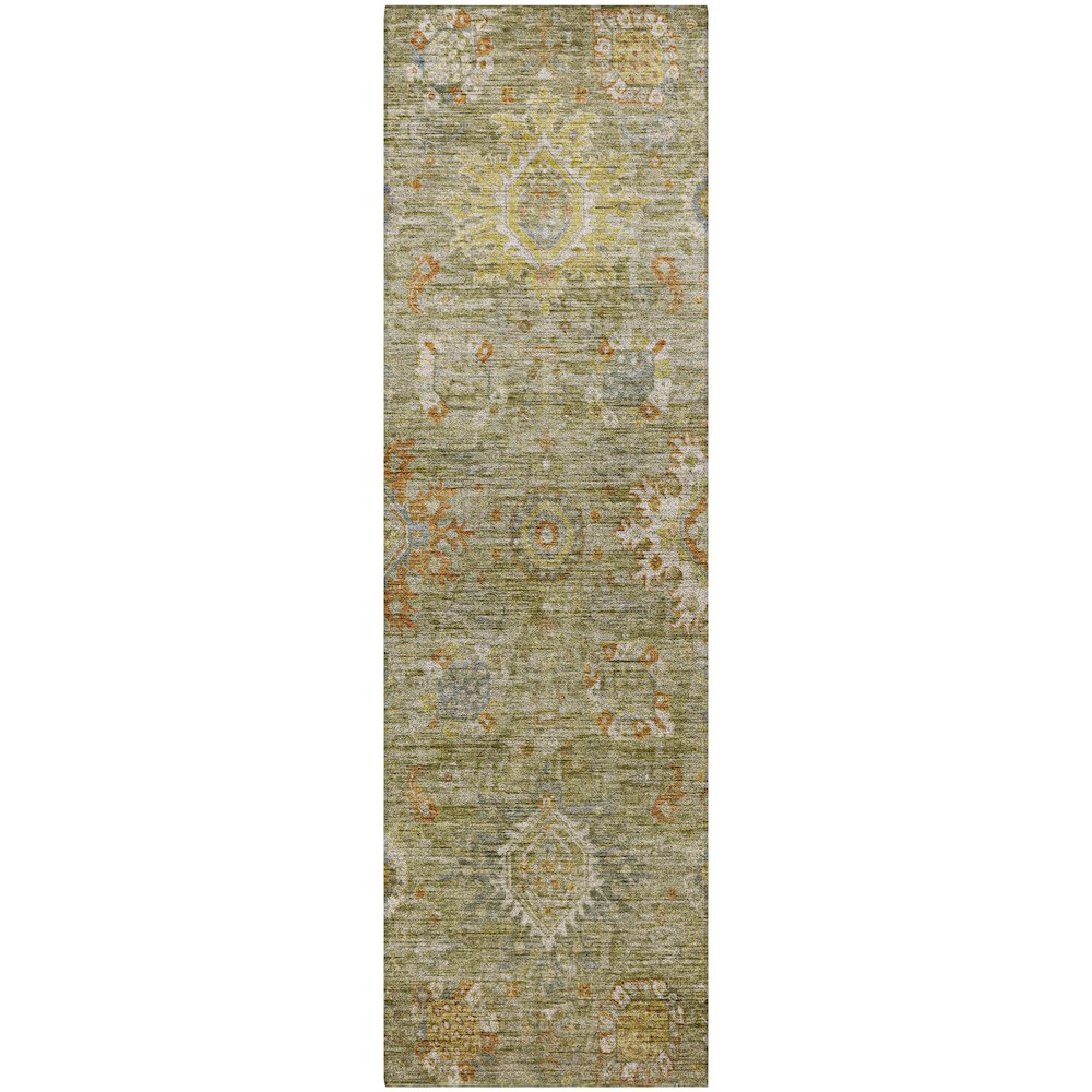 Indoor/Outdoor Silk Road Sage 2'3" x 7'6" Runner Rug. Picture 1