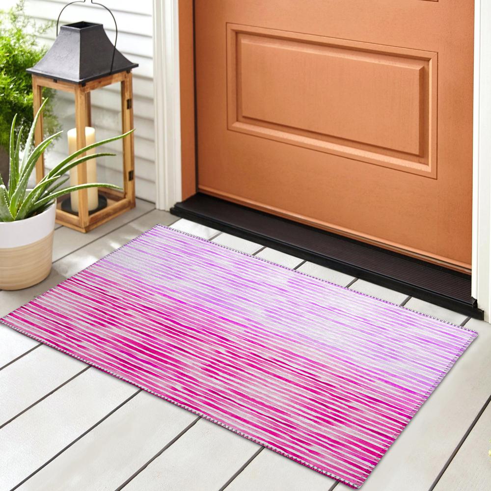 Indoor/Outdoor Surfside ASR38 Pink Washable 1'8" x 2'6" Rug. Picture 2