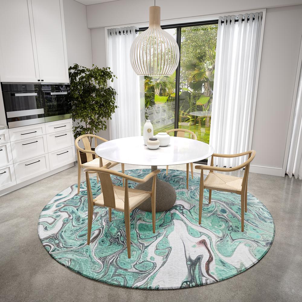 Karina Mint Modern Abstract 8' x 8' Area Rug Mint AKC39. Picture 1