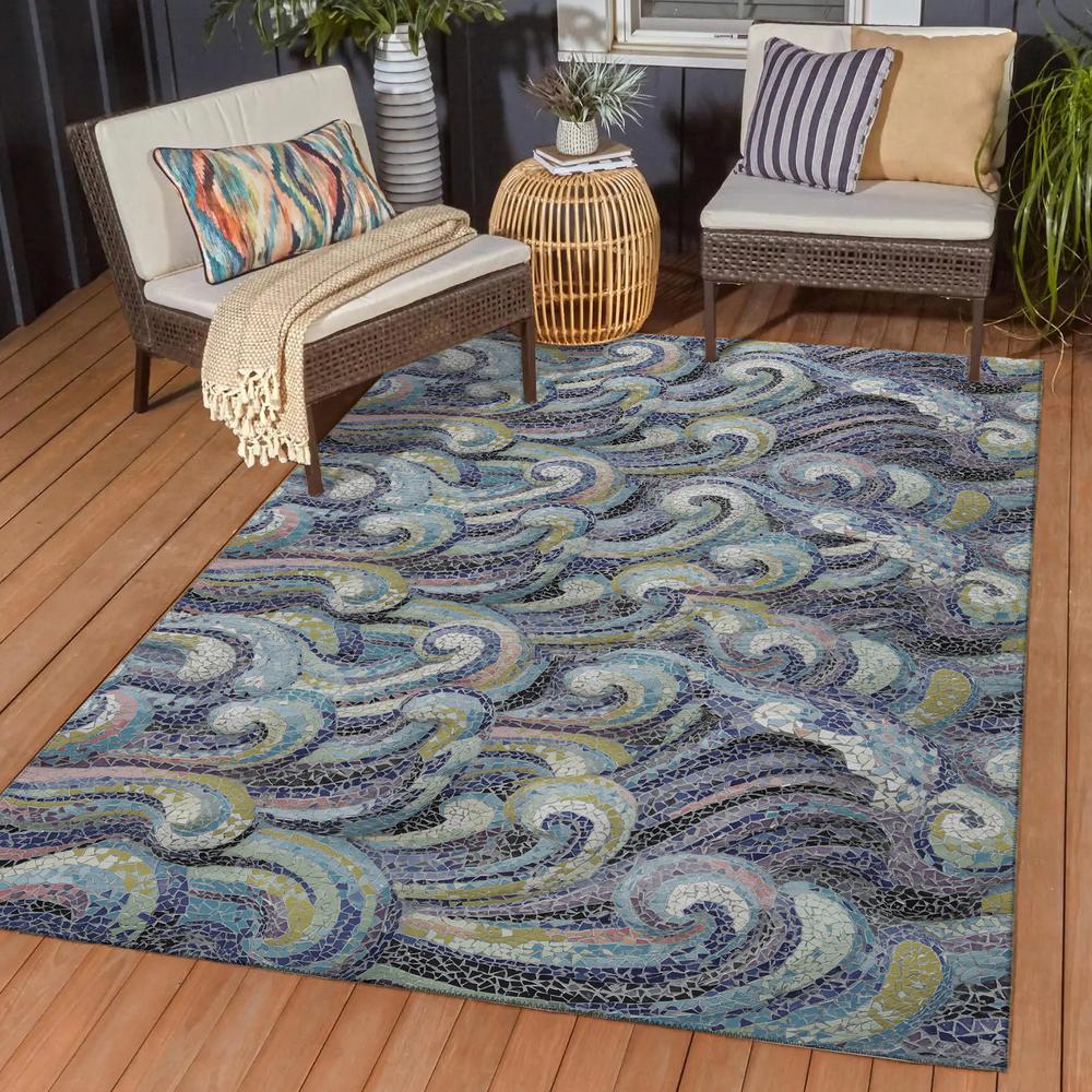 Indoor/Outdoor Seabreeze SZ14 Ink Washable 2'6" x 3'10" Rug. Picture 7