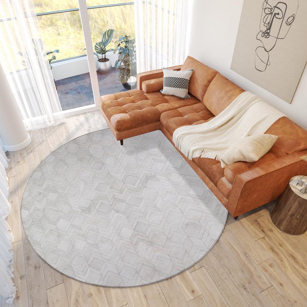 Laredo Ivory Animal Patchwork 8' x 8' Round Rug Ivory ALR35. Picture 1