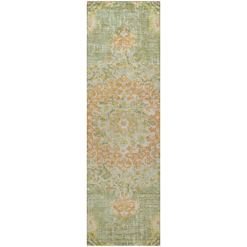 Luxury Washable Indoor/Outdoor Tabrook Aloe 2'3" x 7'6" Runner Rug. Picture 1