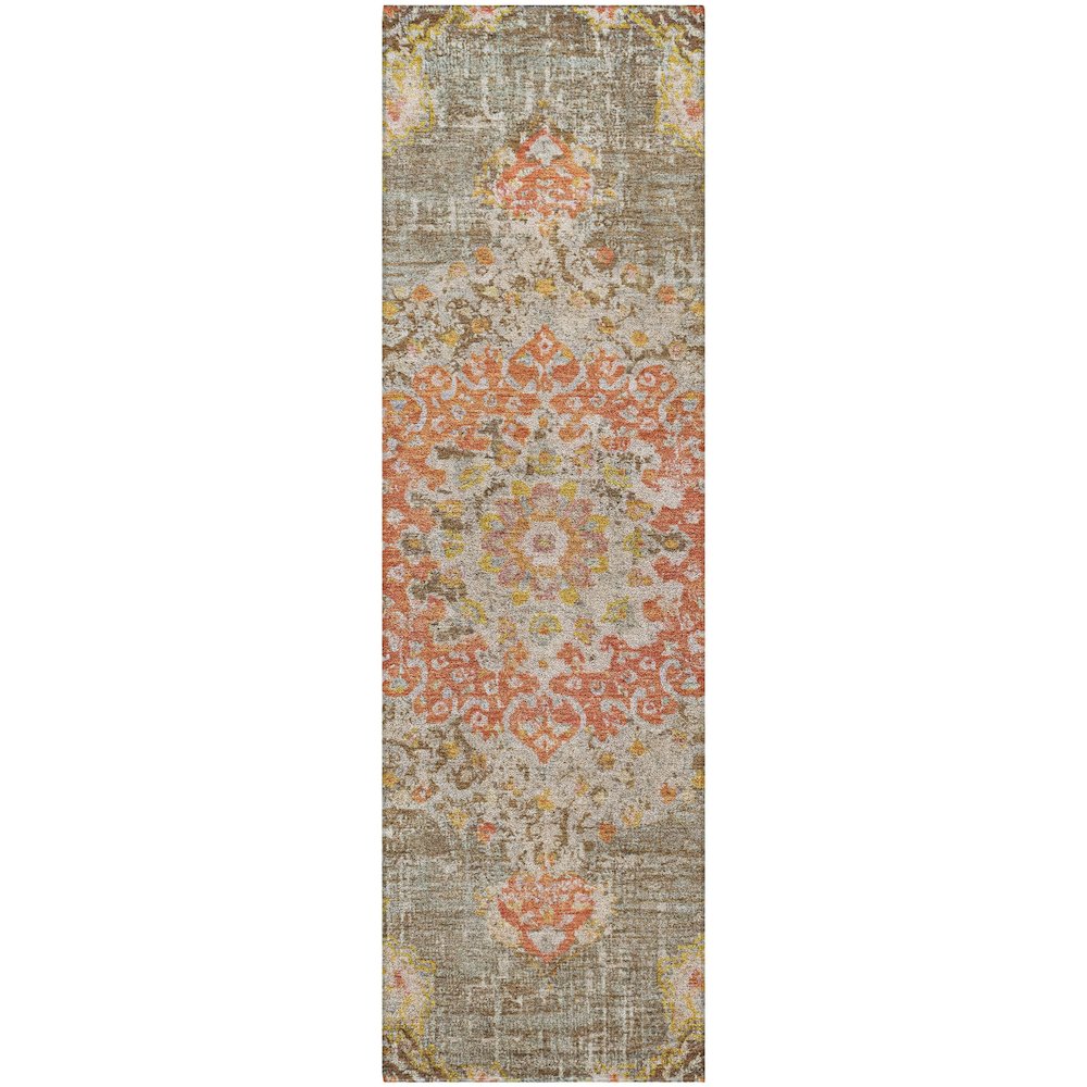 Luxury Washable Indoor/Outdoor Tabrook Brown 2'3" x 7'6" Runner Rug. Picture 1