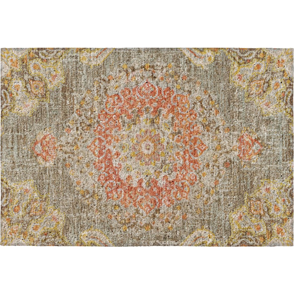 Luxury Washable Indoor/Outdoor Tabrook Brown 1'8" x 2'6" Rug. Picture 1