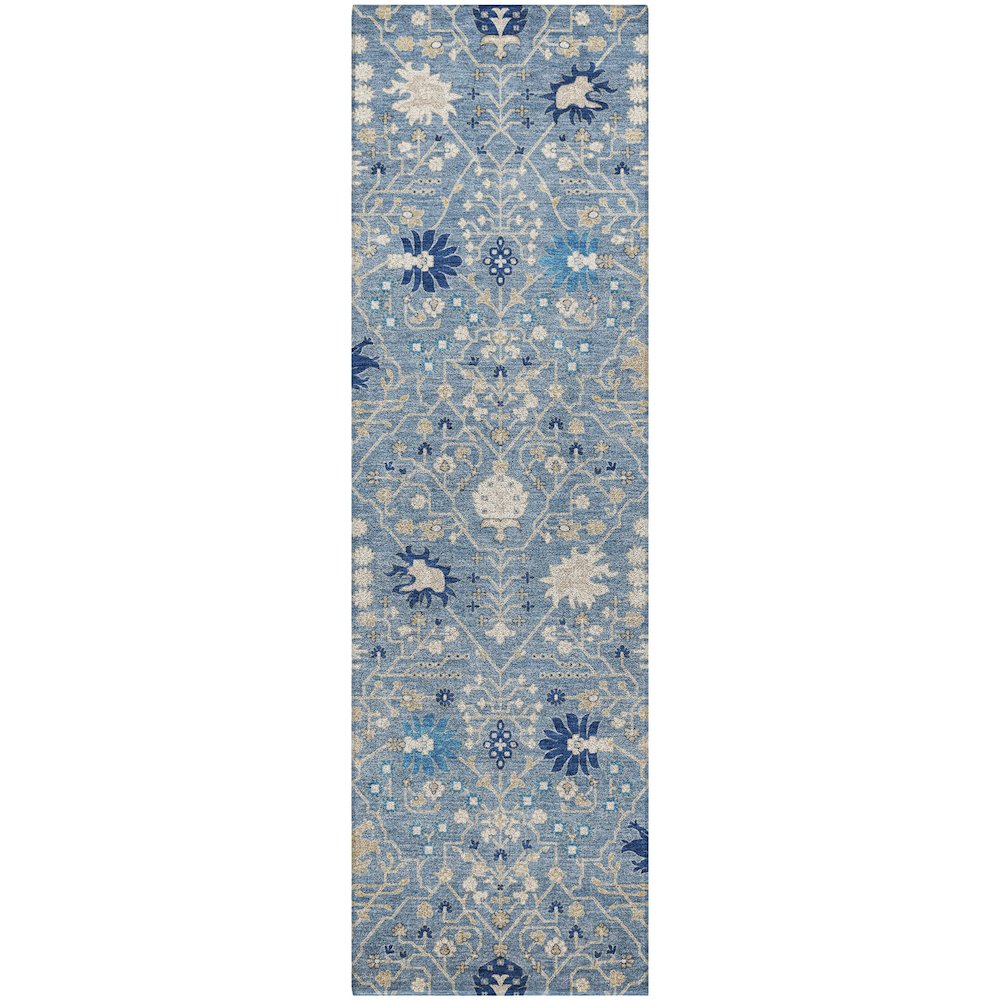 Luxury Washable Indoor/Outdoor Tabrook Denim 2'3" x 7'6" Runner Rug. Picture 1