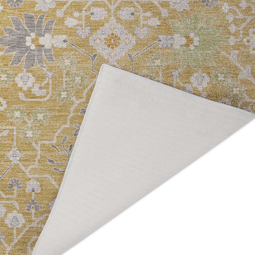 Luxury Washable Indoor/Outdoor Tabrook Gold 1'8" x 2'6" Rug. Picture 4