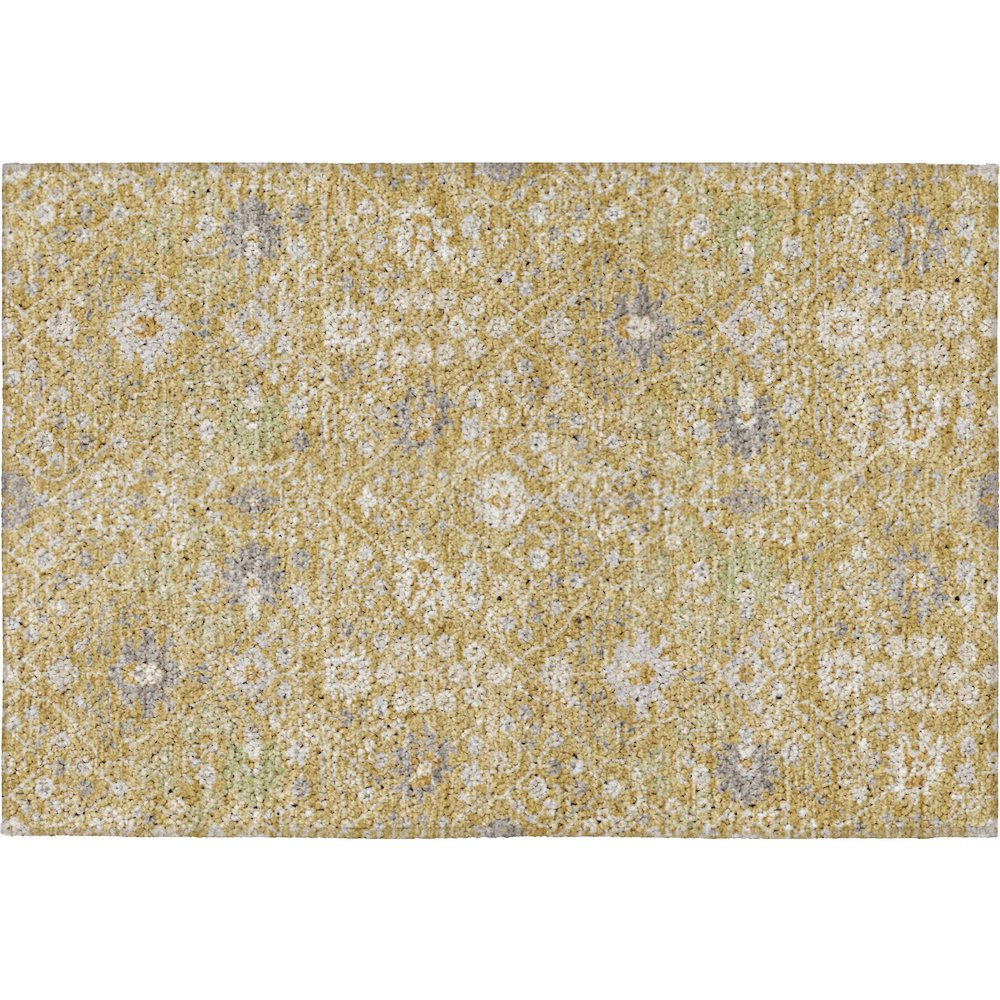 Luxury Washable Indoor/Outdoor Tabrook Gold 1'8" x 2'6" Rug. Picture 1