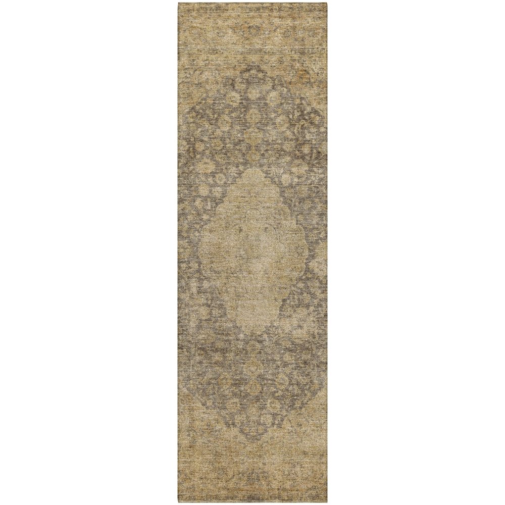 Luxury Washable Indoor/Outdoor Tabrook Mocha 2'3" x 7'6" Runner Rug. Picture 1