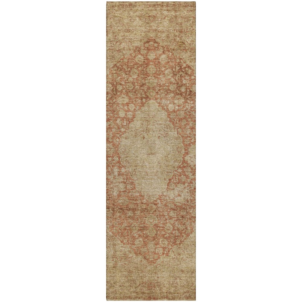 Luxury Washable Indoor/Outdoor Tabrook Paprika 2'3" x 7'6" Runner Rug. Picture 1