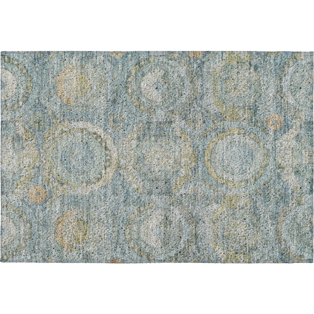 Luxury Washable Indoor/Outdoor Tabrook Blue 1'8" x 2'6" Rug. Picture 1