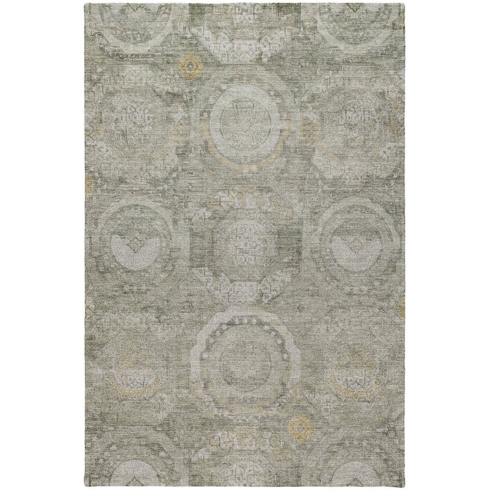 Luxury Washable Indoor/Outdoor Tabrook Pewter 2'6" x 3'10" Rug. Picture 1
