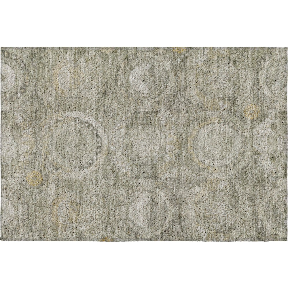 Luxury Washable Indoor/Outdoor Tabrook Pewter 1'8" x 2'6" Rug. Picture 1