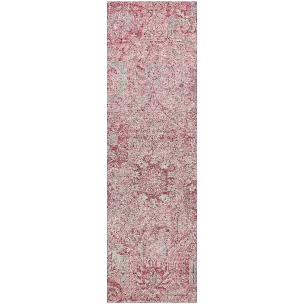 Luxury Washable Indoor/Outdoor Tabrook Pink 2'3" x 7'6" Runner Rug. Picture 1