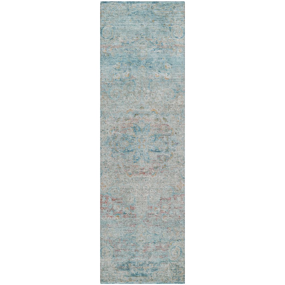 Luxury Washable Indoor/Outdoor Tabrook Sky 2'3" x 7'6" Runner Rug. Picture 1
