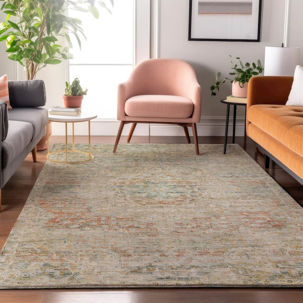 Luxury Washable Indoor/Outdoor Tabrook Tan 2'6" x 3'10" Rug. Picture 5