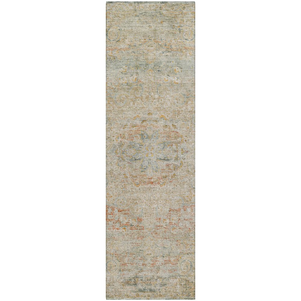 Luxury Washable Indoor/Outdoor Tabrook Tan 2'3" x 7'6" Runner Rug. Picture 1