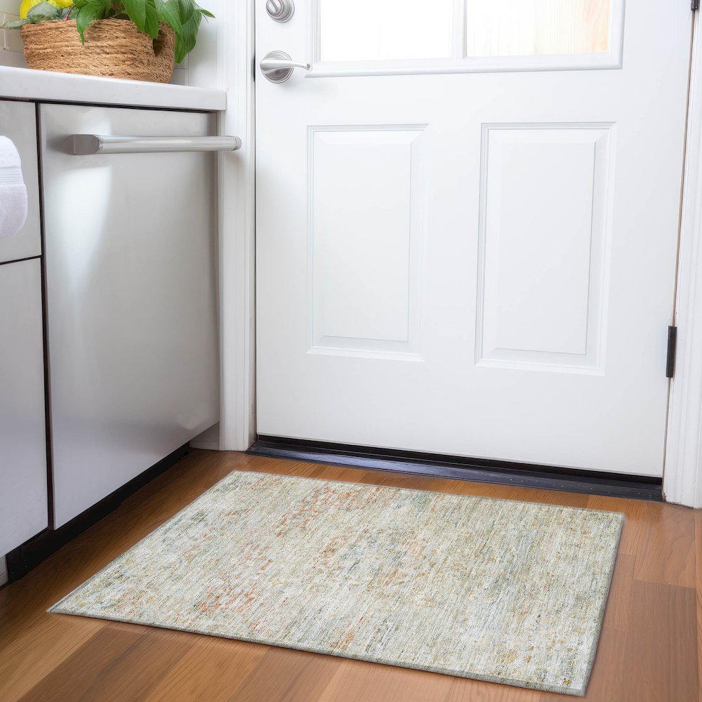 Luxury Washable Indoor/Outdoor Tabrook Tan 1'8" x 2'6" Rug. Picture 5