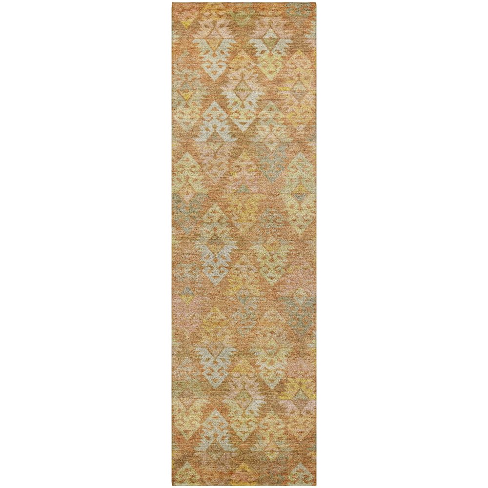 Luxury Washable Indoor/Outdoor Tabrook Copper 2'3" x 7'6" Runner Rug. Picture 1