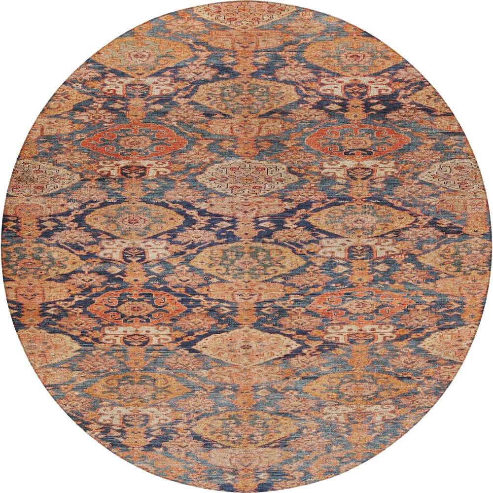 Luxury Washable Indoor/Outdoor Tabrook Terracotta 8' x 8' Round Rug. Picture 1