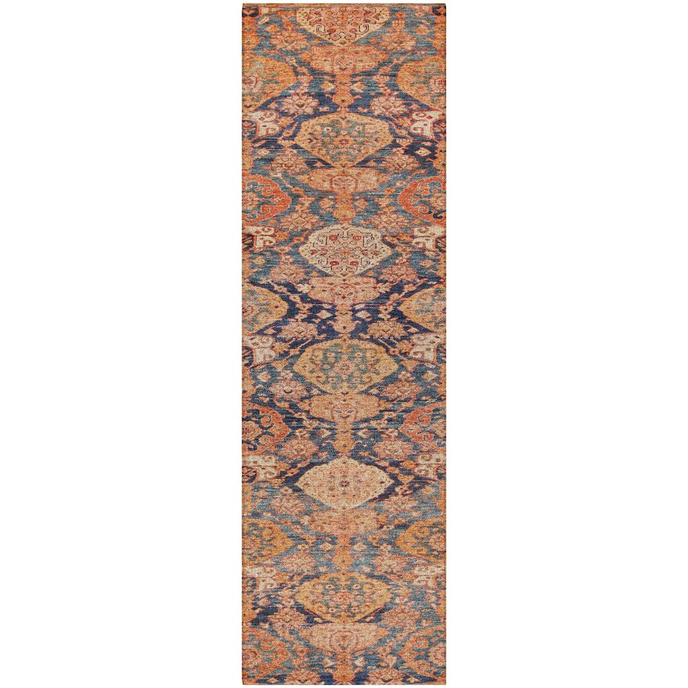 Luxury Washable Indoor/Outdoor Tabrook Terracotta 2'3" x 7'6" Runner Rug. Picture 1
