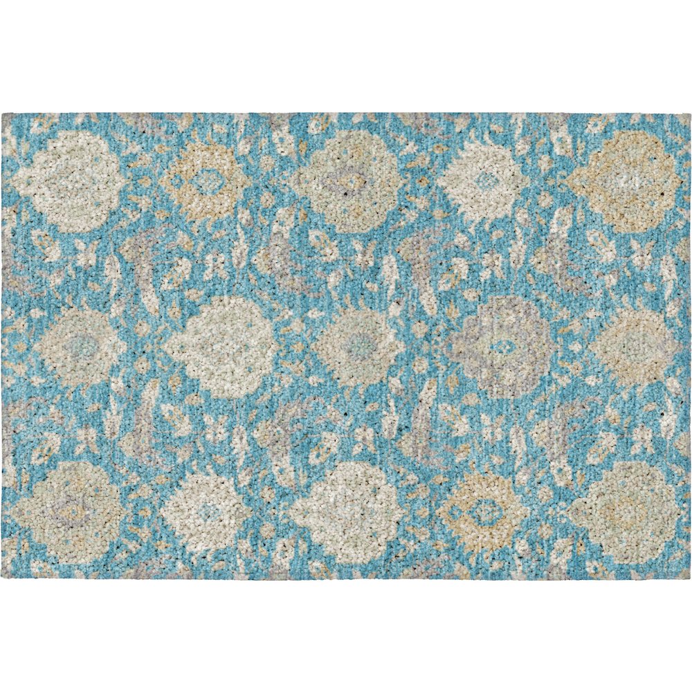 Luxury Washable Indoor/Outdoor Tabrook Blue 1'8" x 2'6" Rug. Picture 1