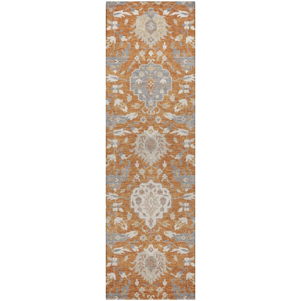 Luxury Washable Indoor/Outdoor Tabrook Copper 2'3" x 7'6" Runner Rug. Picture 1
