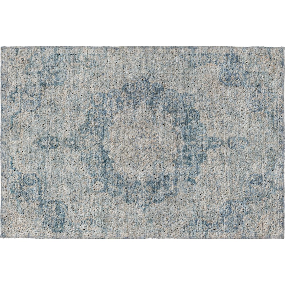 Luxury Washable Indoor/Outdoor Tabrook Blue 1'8" x 2'6" Rug. Picture 1
