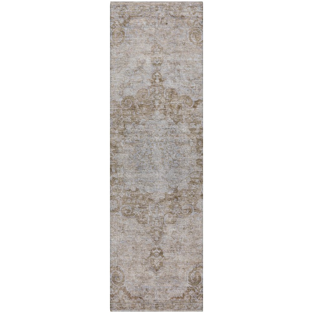 Luxury Washable Indoor/Outdoor Tabrook Chocolate 2'3" x 7'6" Runner Rug. Picture 1