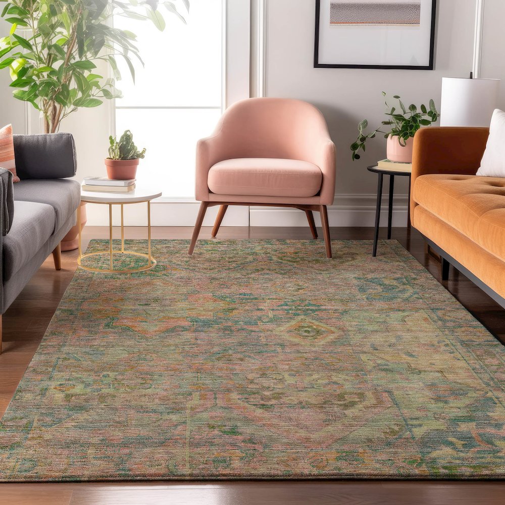 Luxury Washable Indoor/Outdoor Tabrook Blush 2'6" x 3'10" Rug. Picture 5