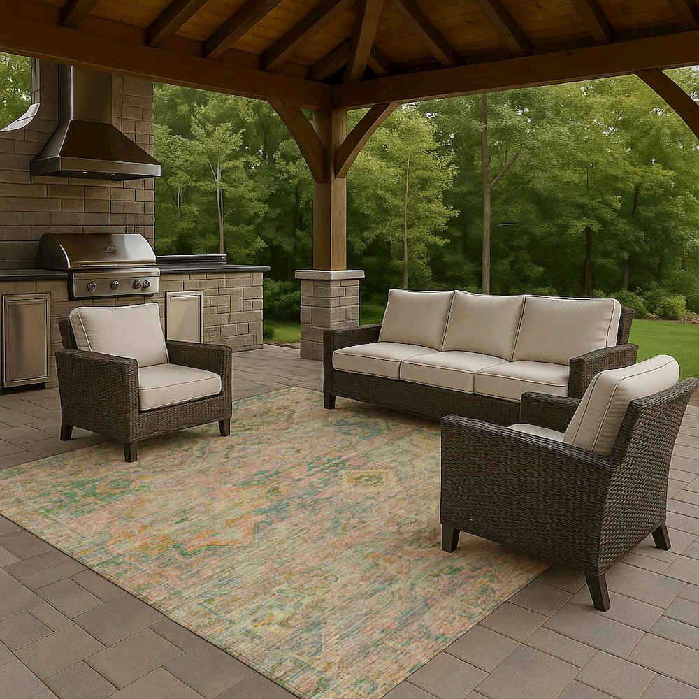 Luxury Washable Indoor/Outdoor Tabrook Blush 2'6" x 3'10" Rug. Picture 7