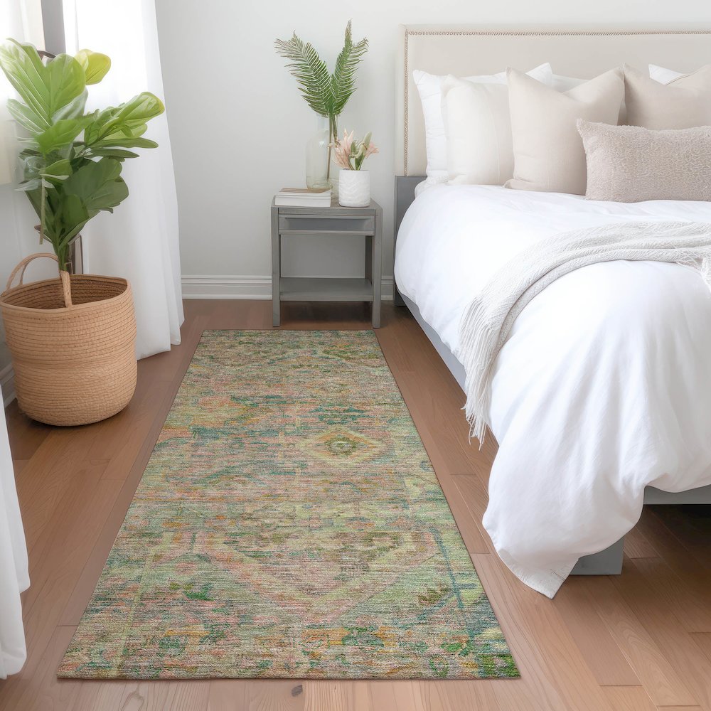 Luxury Washable Indoor/Outdoor Tabrook Blush 2'3" x 7'6" Runner Rug. Picture 5