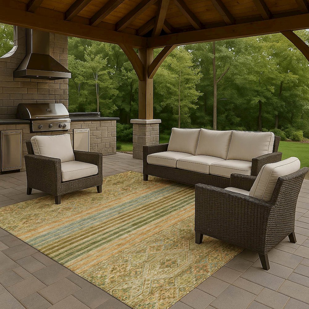 Luxury Washable Indoor/Outdoor Tabrook Aloe 2'6" x 3'10" Rug. Picture 7