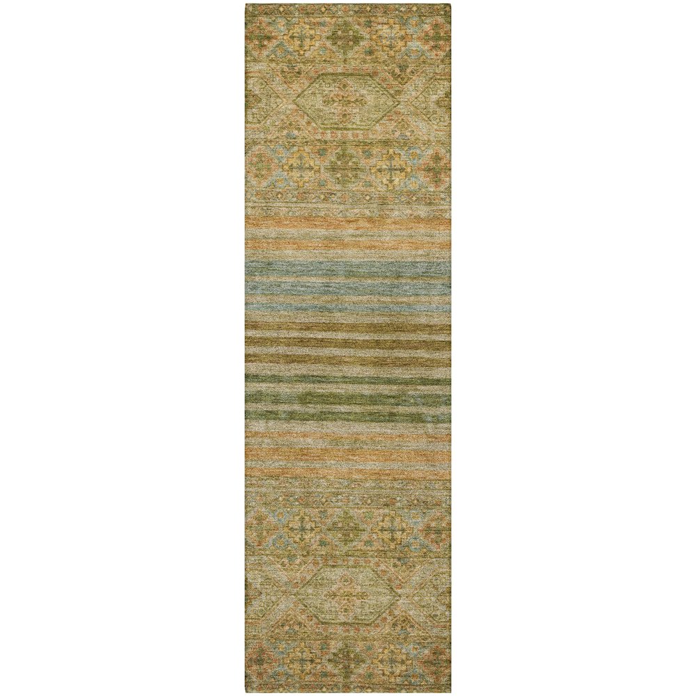 Luxury Washable Indoor/Outdoor Tabrook Aloe 2'3" x 7'6" Runner Rug. Picture 1