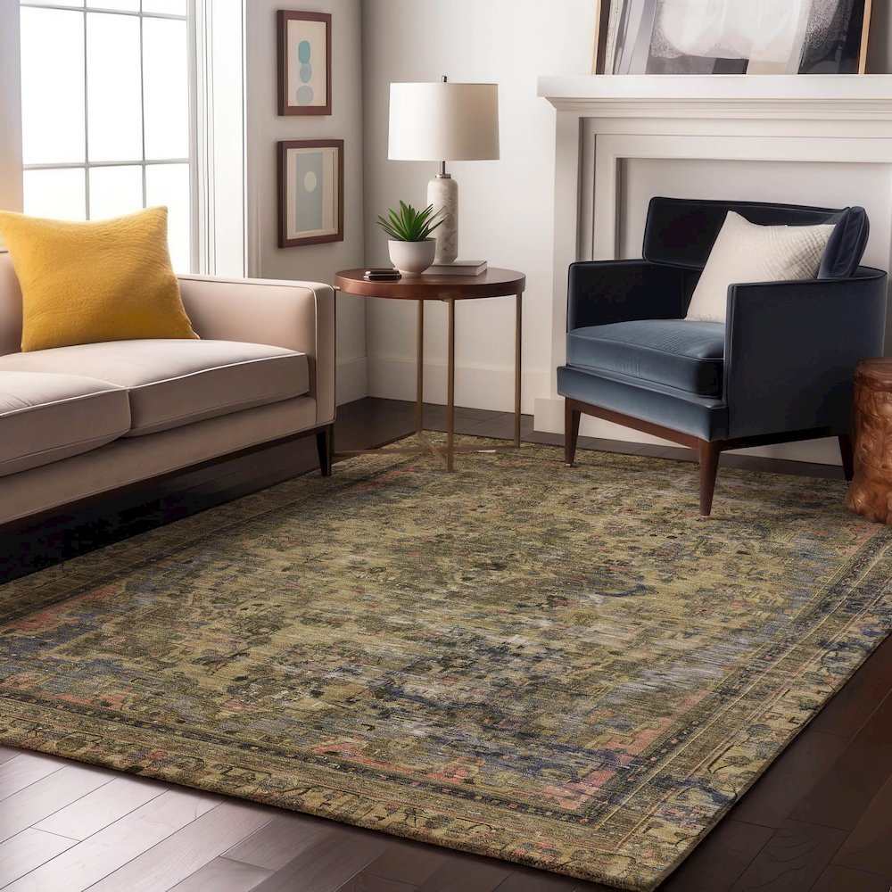 Luxury Washable Indoor/Outdoor Tabrook Tan 2'6" x 3'10" Rug. Picture 6