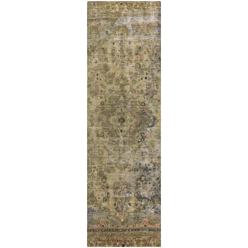 Luxury Washable Indoor/Outdoor Tabrook Tan 2'3" x 7'6" Runner Rug. Picture 1