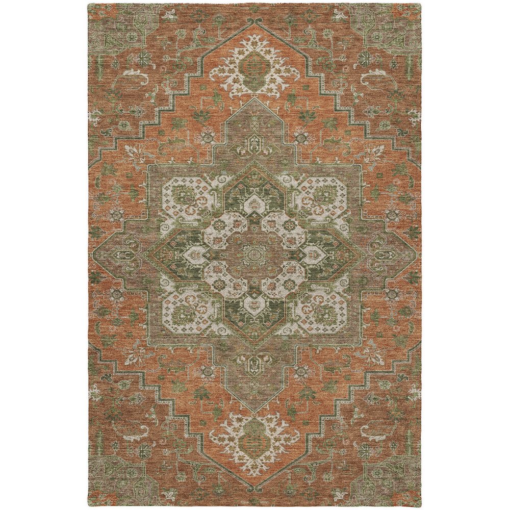 Luxury Washable Indoor/Outdoor Tabrook Rust 2'6" x 3'10" Rug. Picture 1
