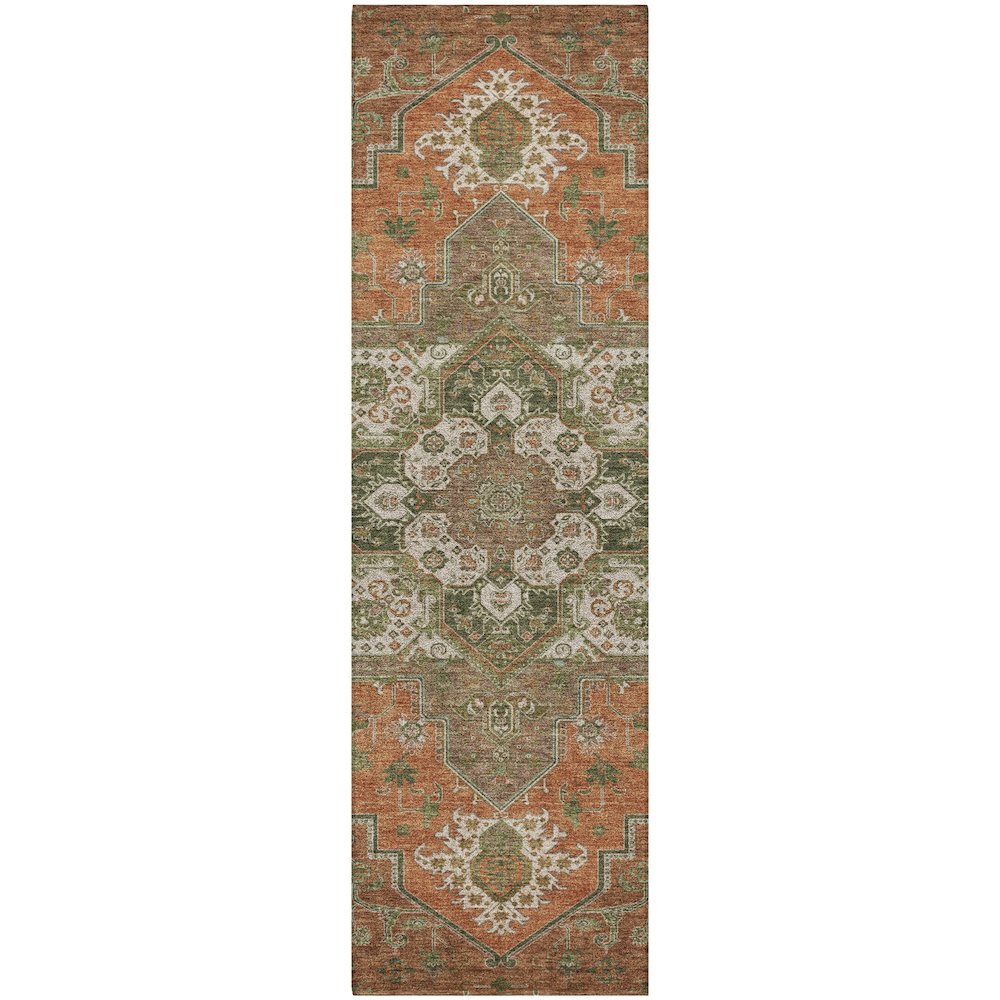 Luxury Washable Indoor/Outdoor Tabrook Rust 2'3" x 7'6" Runner Rug. Picture 1