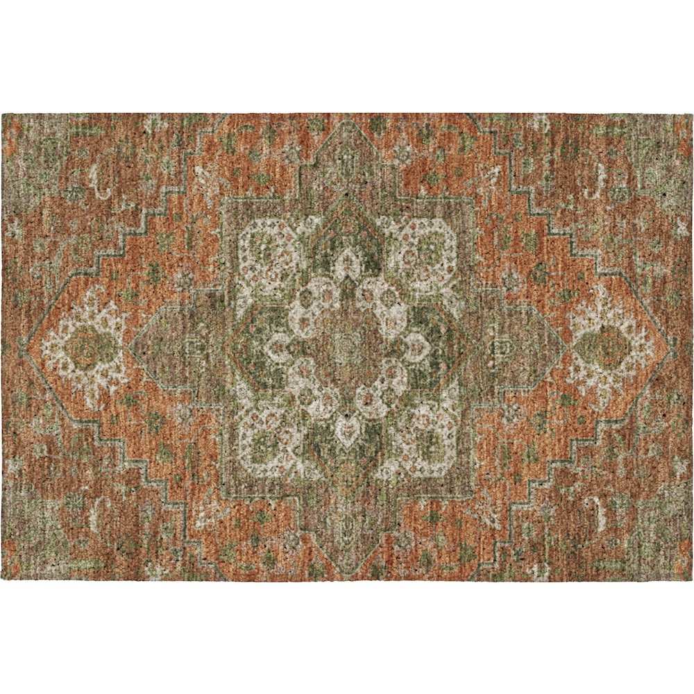 Luxury Washable Indoor/Outdoor Tabrook Rust 1'8" x 2'6" Rug. Picture 1